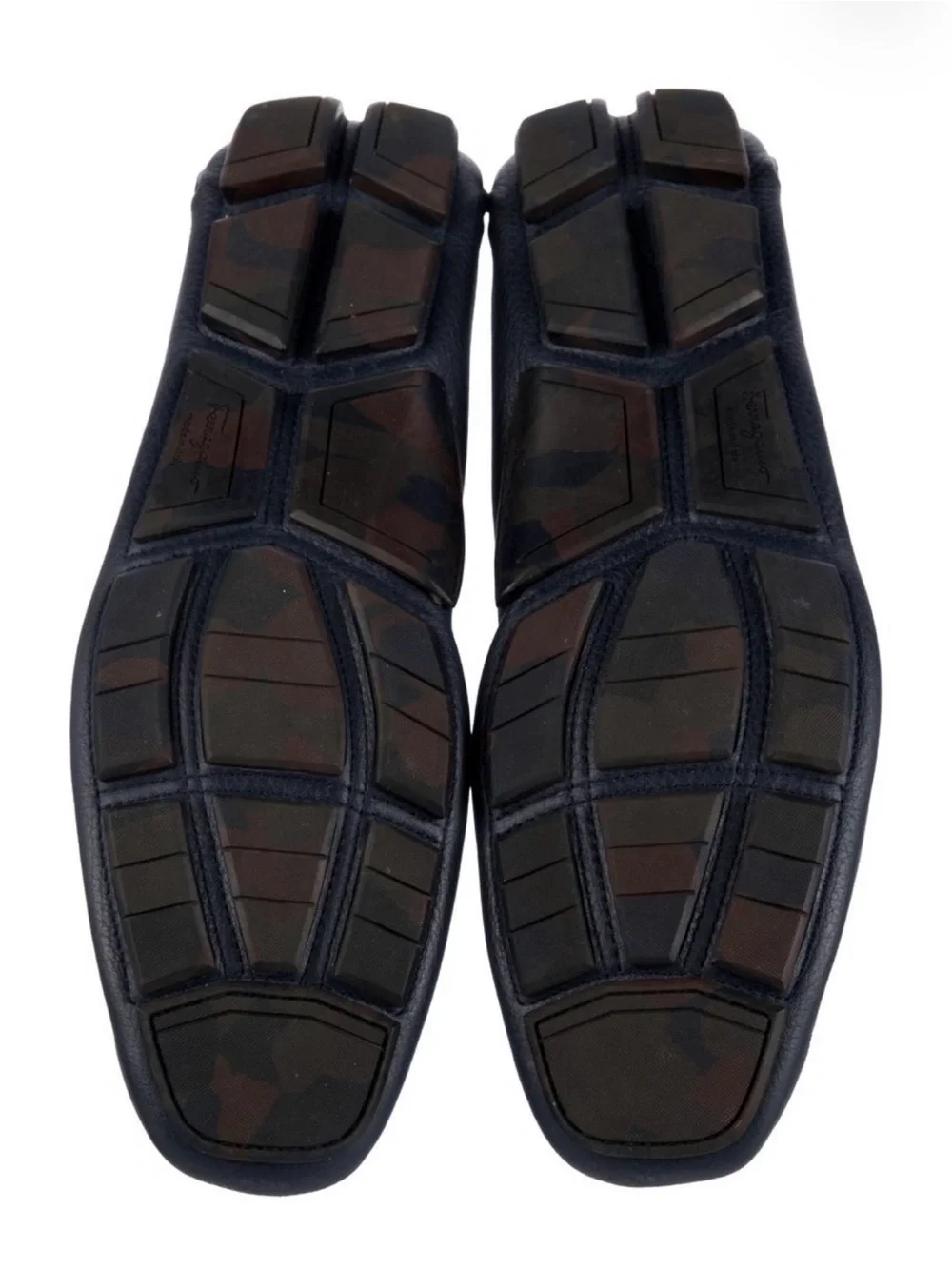 Salvatore Ferragamo Navy Gancini Logo Leather Drivers